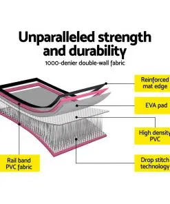 Everfit 8MX1M Airtrack Inflatable Air Track Tumbling Mat with Pump Gymnastics Pink