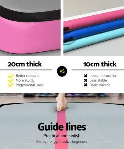 Everfit 8MX1M Airtrack Inflatable Air Track Tumbling Mat with Pump Gymnastics Pink