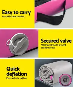Everfit 8MX1M Airtrack Inflatable Air Track Tumbling Mat with Pump Gymnastics Pink
