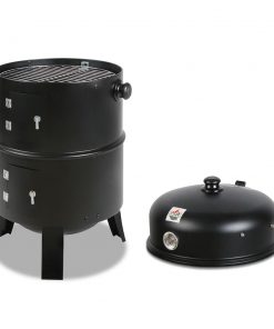 Grillz 3-in-1 Charcoal BBQ Smoker - Black