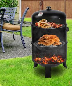 Grillz 3-in-1 Charcoal BBQ Smoker - Black