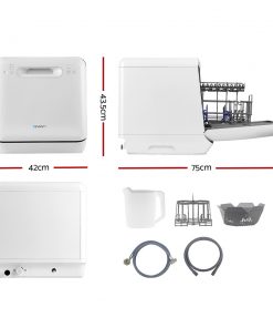 Devanti Counter Benchtop Dishwasher Portable Caravan Dishwashers Baby Bottle Sterilizer White