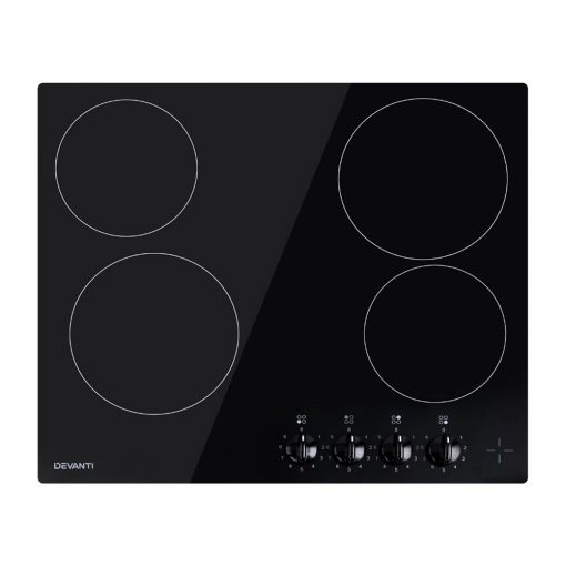 Devanti 6000W Four Burner Ceramic Cooktop - Black