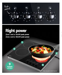 Devanti 6000W Four Burner Ceramic Cooktop - Black