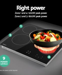 Devanti 6000W Four Burner Ceramic Cooktop - Black