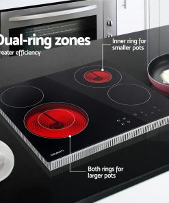 Devanti 6300W Four Burner Ceramic Cooktop - Black