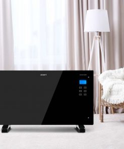 Devanti 2000W Portable Electric Panel Heater - Black Glass