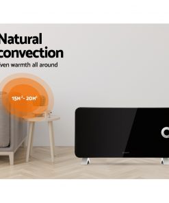 Devanti Electric Convection Metal Panel Heater Heat Portable Wall Mount WiFi Control Black