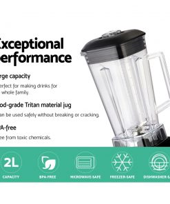 Devanti 2L Digital Commercial Blender LED Display Black