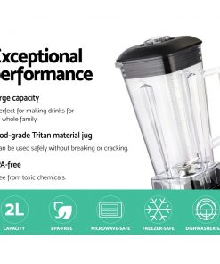 Devanti 2L Digital Commercial Blender LED Display Red