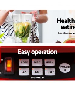 Devanti 2L Digital Commercial Blender LED Display Red