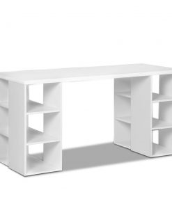 Artiss 3 Level Desk with Storage & Bookshelf – White