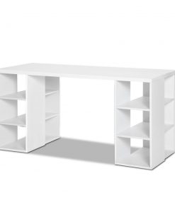 Artiss 3 Level Desk with Storage & Bookshelf - White