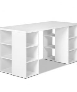 Artiss 3 Level Desk with Storage & Bookshelf - White