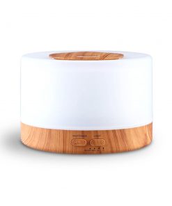 DEVANTI Aroma Diffuser Aromatherapy LED Night Light Air Humidifier Purifier Round Light Wood Grain 500ml Remote Control