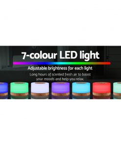 DEVANTI Aroma Diffuser Aromatherapy LED Night Light Air Humidifier Purifier Round Light Wood Grain 500ml Remote Control
