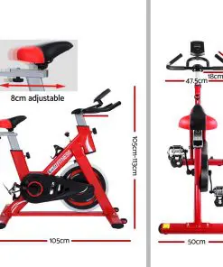 Everfit Spin Exercise Bike Cycling Flywheel Fitness Commercial Home Gym Red