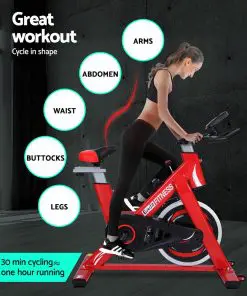 Everfit Spin Exercise Bike Cycling Flywheel Fitness Commercial Home Gym Red