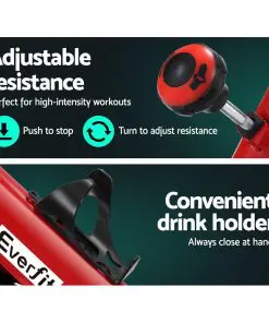 Everfit Spin Exercise Bike Cycling Flywheel Fitness Commercial Home Gym Red