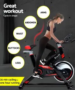 Everfit Spin Exercise Bike Fitness Commercial Home Workout Gym Equipment Black