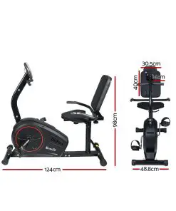 Everfit Magnetic Recumbent Exercise Bike Fitness Trainer Home Gym Equipment Black