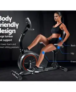 Everfit Magnetic Recumbent Exercise Bike Fitness Trainer Home Gym Equipment Black