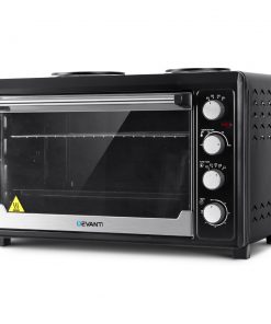 Devanti Electric Convection Oven Benchtop Rotisserie Grill 60L Hotplate Black