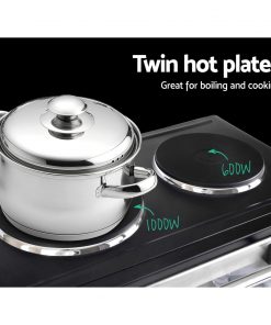 Devanti Electric Convection Oven Benchtop Rotisserie Grill 60L Hotplate Black