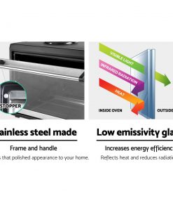 Devanti Electric Convection Oven Benchtop Rotisserie Grill 60L Hotplate Black