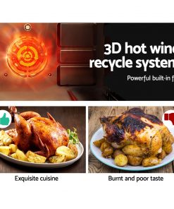 Devanti Electric Convection Oven Benchtop Rotisserie Grill 60L Hotplate Black