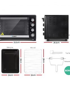 Devanti Electric Convection Oven Benchtop Rotisserie Grill 45L Black