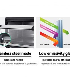 Devanti Electric Convection Oven Benchtop Rotisserie Grill 45L Black