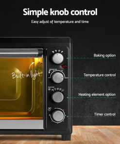 Devanti Electric Convection Oven Benchtop Rotisserie Grill 45L Black