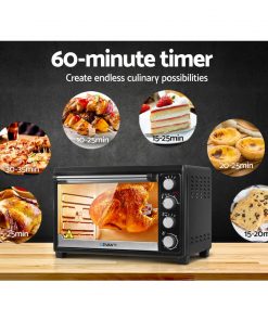 Devanti Electric Convection Oven Benchtop Rotisserie Grill 45L Black