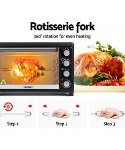 Devanti Electric Convection Oven Benchtop Rotisserie Grill 45L Black