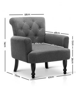 Artiss French Lorraine Chair Retro Wing - Grey