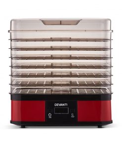Devanti 7 Trays Food Dehydrators Fruit Dryer Beef Jerky Maker Stainless Steel Red
