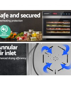 DEVANTi 6 Trays Commercial Food Dehydrator Stainless Steel Fruit Dryer
