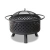 Grillz 30 Inch Portable Outdoor Fire Pit and BBQ – Black