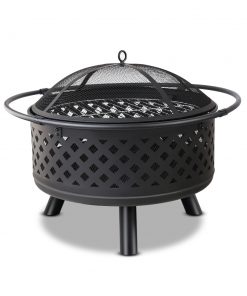 Grillz 30 Inch Portable Outdoor Fire Pit and BBQ - Black