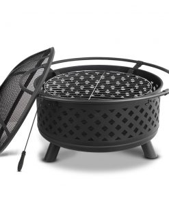 Grillz 30 Inch Portable Outdoor Fire Pit and BBQ - Black