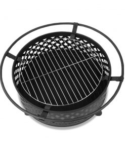 Grillz 30 Inch Portable Outdoor Fire Pit and BBQ - Black