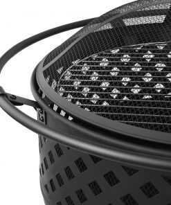 Grillz 30 Inch Portable Outdoor Fire Pit and BBQ - Black