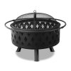 Grillz 32 Inch Portable Outdoor Fire Pit and BBQ – Black