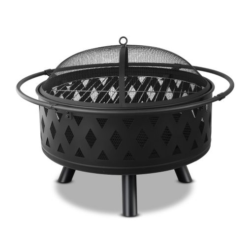 Grillz 32 Inch Portable Outdoor Fire Pit and BBQ - Black