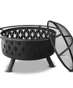 Grillz 32 Inch Portable Outdoor Fire Pit and BBQ - Black