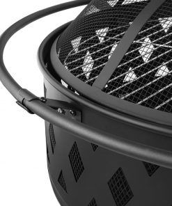 Grillz 32 Inch Portable Outdoor Fire Pit and BBQ - Black
