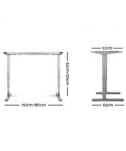 Electric Motorised Height Adjustable Standing Desk - Grey Frame with 160cm Black Top