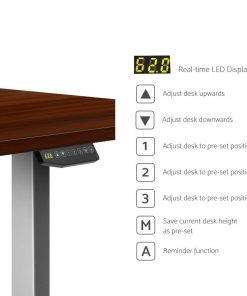Electric Motorised Height Adjustable Standing Desk - Grey Frame with 160cm Walnut Top