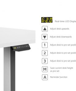 Electric Motorised Height Adjustable Standing Desk - Grey Frame with 160cm White Top